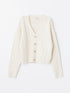 LC Waikiki V-Neck Knit Patterned Long Sleeve Girls' Knitwear Cardigan